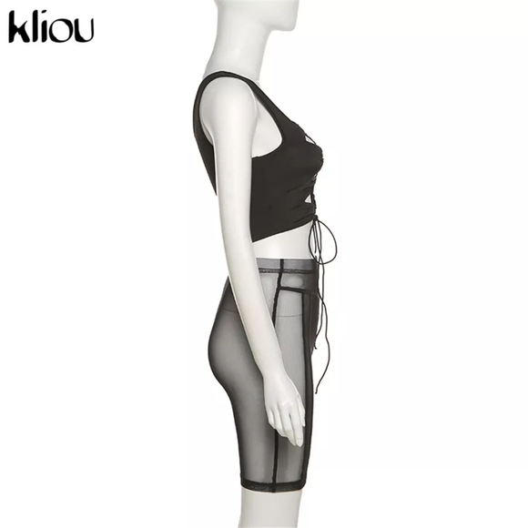 💋KLIOU DRAWSTRING BANDAGE TWO-PIECE PANT SET!!! - Picture 6 of 14